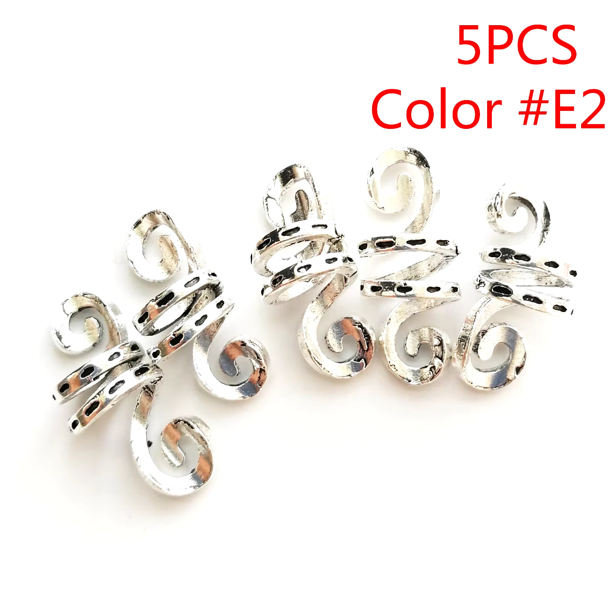 5Pcs/Pack Golden Silver Viking Spiral Charms Hair Braid Dread Dreadlock Beads Clips Cuffs Rings Jewelry Accessories